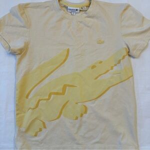 Lacoste T-Shirt Yellow Crocodile print crew neck U.S. small